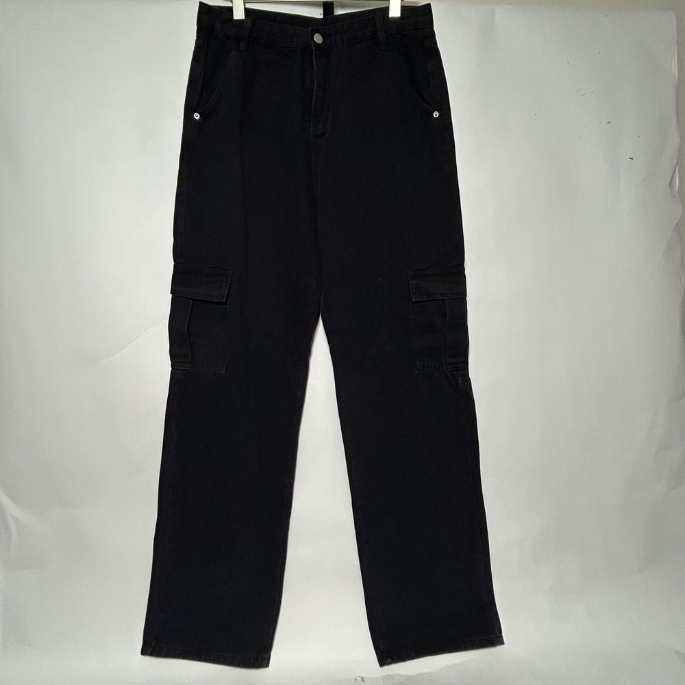 Zaful Cargo Pants Women XL Black High Waisted Straight Leg Utility Streetwear